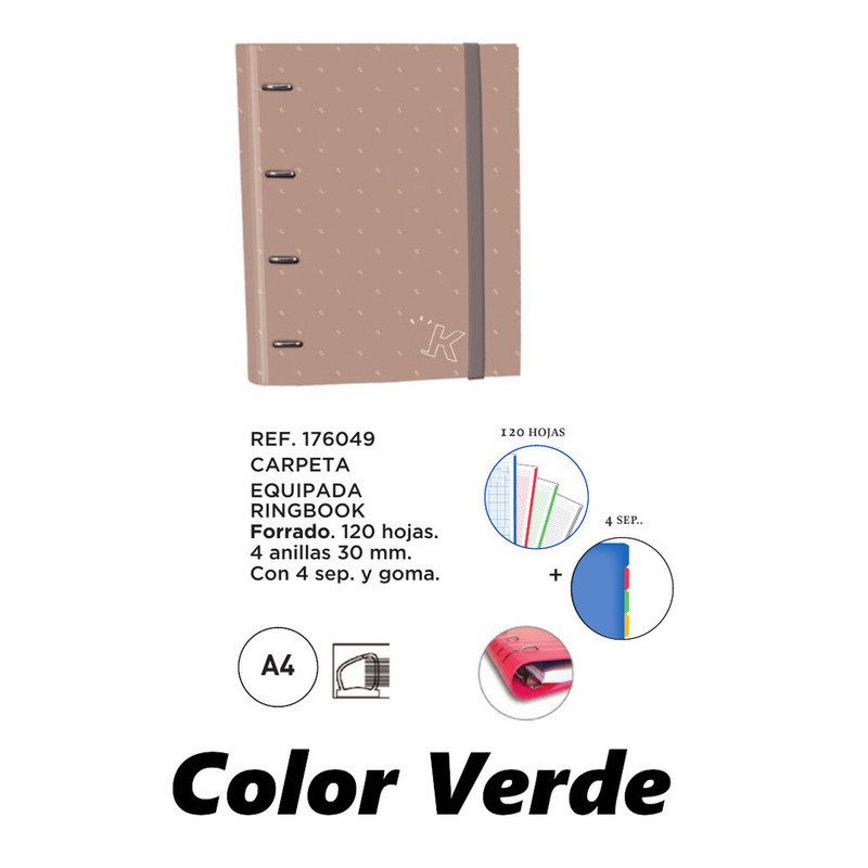 CARPEBLOC DEC RINGBOOK 4A 30MM A4 RECAMBIO VERDE SENFORT19 KATACRAK UNICOLOR 176049