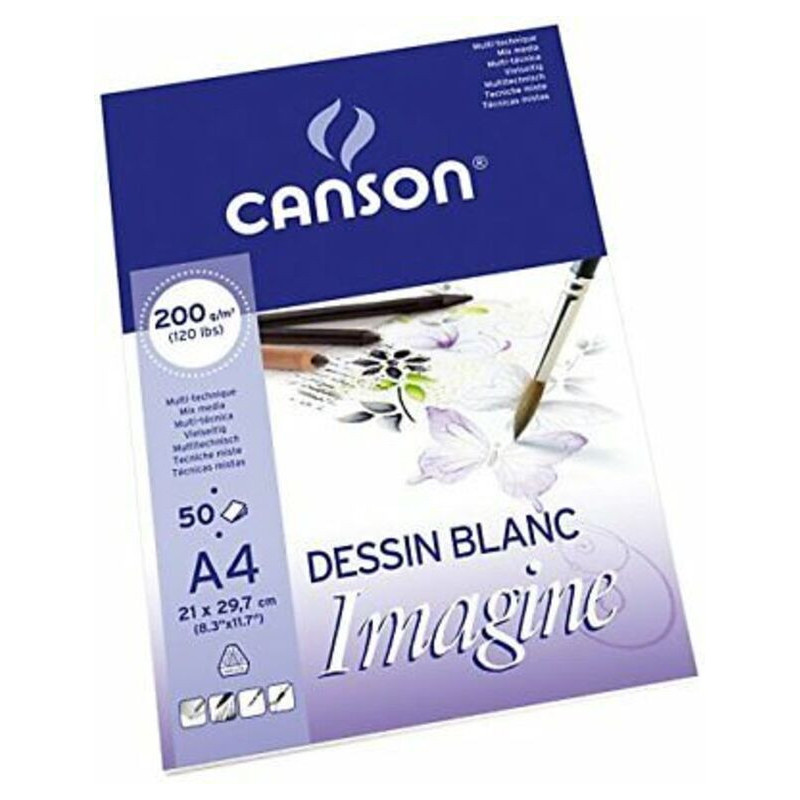 BLOC DIBUJO CANSON IMAGINE FINO A-4 21*29,7 200G ENCOLADO 50H C200006008