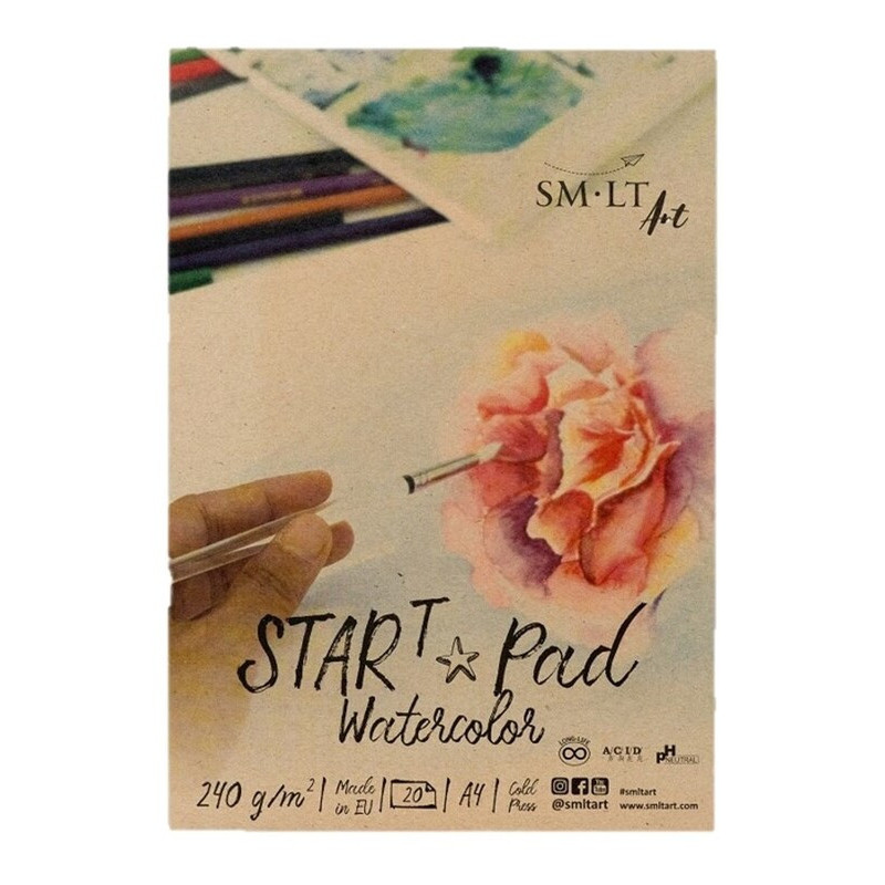 BLOC DIBUJO ENCOLADO ACUARELA STAR PAD WATERCOLOR A-4 20H 240G AS-20(240) PRECISION