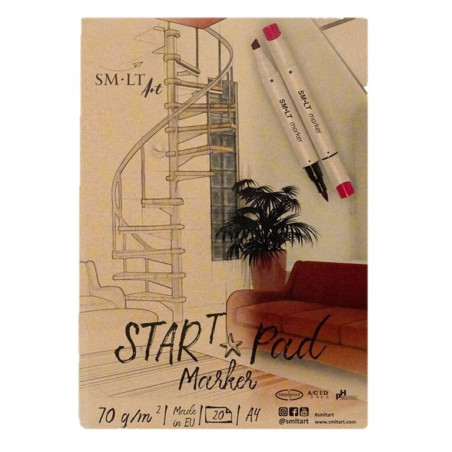 BLOC DIBUJO ENCOLADO BOCETO ROTULADOR STAR PAD MARKER A-4 20H 70G MS-20 PRECISION