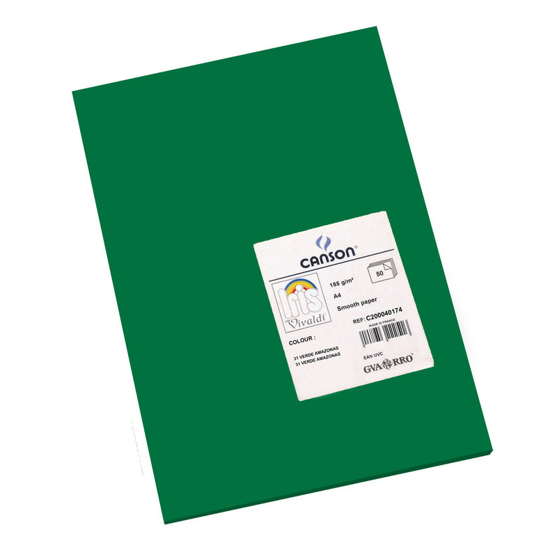 CARTULINA CANSON GUARRO IRIS A-4 VERDE AMAZONAS 31 PTE 50U C200040174