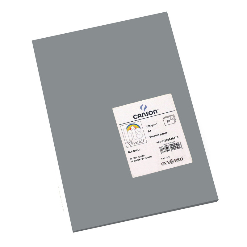 CARTULINA CANSON GUARRO IRIS A-4 GRIS PLOMO 36 PTE 50U