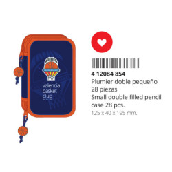 PLUMIER DOBLE PQÑO 28 PCS VALENCIA BASKET SAFTA26 412084854 19,5X12,5 UNIDAD