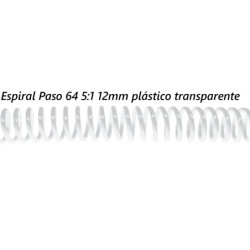 ESPIRAL 12MM PLASTICO TRANSPARENTE PASO 64 5:1 C/100U DHP 1820020