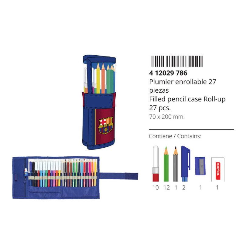 ESTUCHE CREMA ENROLLABLE 27 PCS. F.C.BARCELONA 1ª EQUIP. 20/21 412029786 20*7 SAFTA22