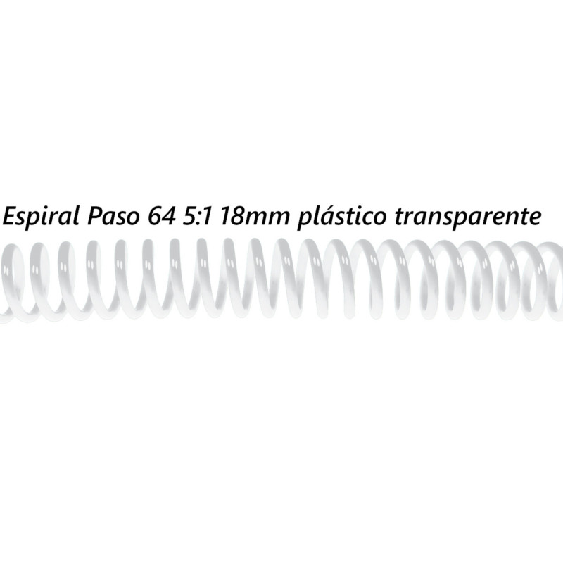 ESPIRAL 18MM PLASTICO TRANSPARENTE PASO 64 5:1 C/100U DHP 1820038