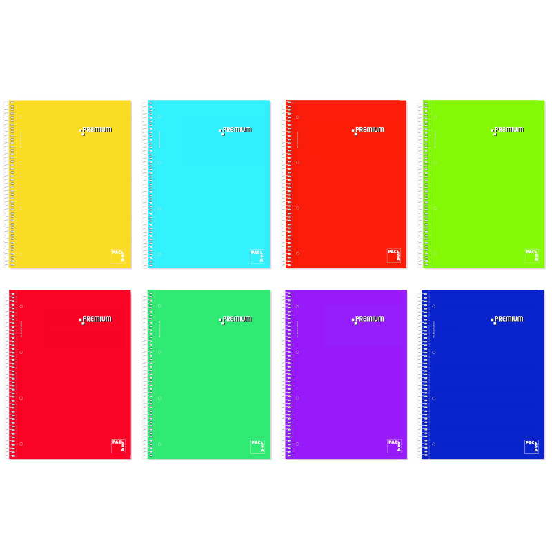 CUADERNO A5 MICROPERFORADO 160H 70G C/5 TAPA PLASTIFICADA COLORES SURTIDOS PACSA