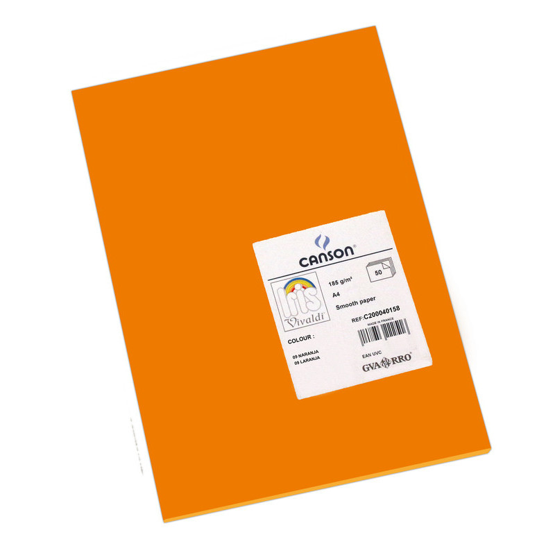 CARTULINA CANSON GUARRO IRIS A-4 NARANJA 09 PTE 50U 200040158