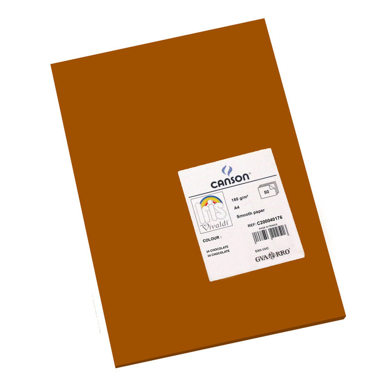 CARTULINA CANSON GUARRO IRIS A-4 MARRON CHOCOLATE 34 PTE 50U 200040176