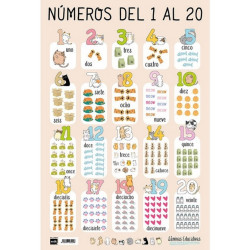 POSTER LAMINA DIDACTICA NUMEROS DEL 1 AL 20 CASTELLANO LPE274 ERIK