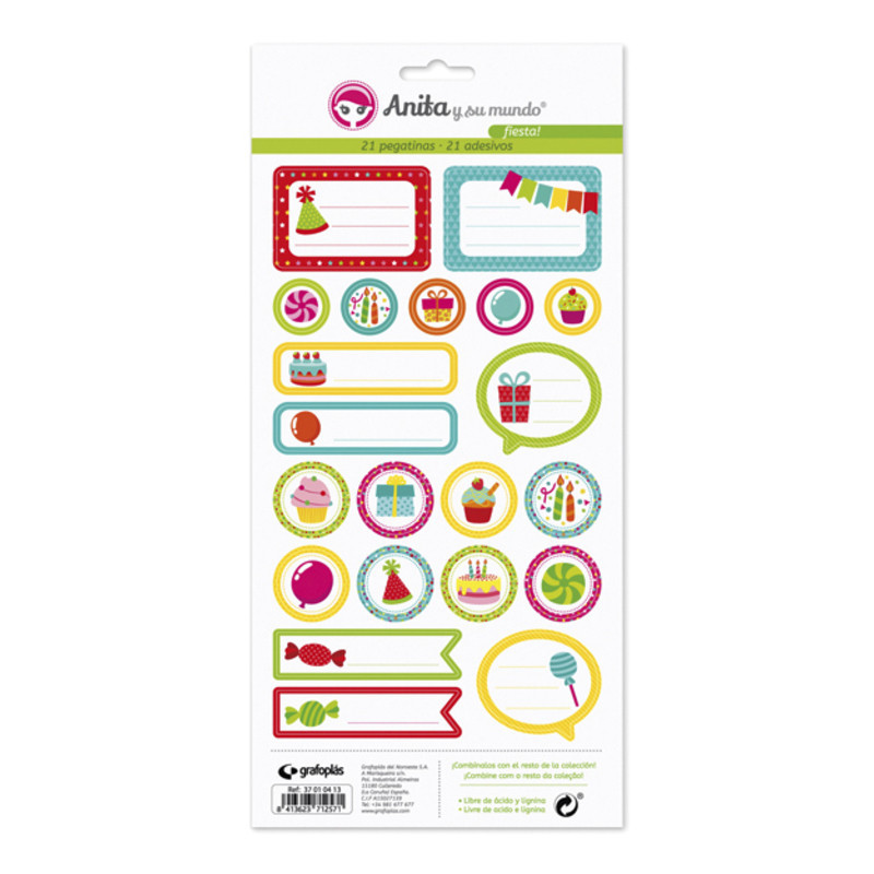 CARTULINA GRAFOPLAS ANITA PACK 5 LAMINAS PEGAT.COLECCIÓN FIESTA! 37010513
