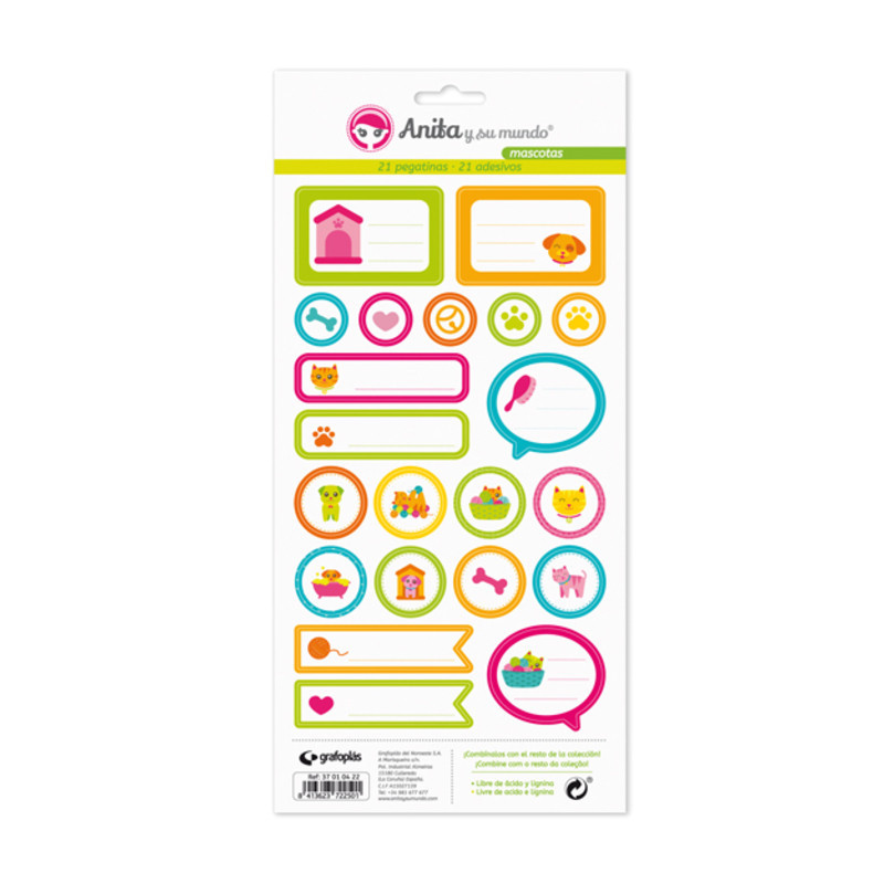 CARTULINA GRAFOPLAS ANITA PACK 5 LAMINAS PEGAT.COLECCION MASCOTAS 37010522