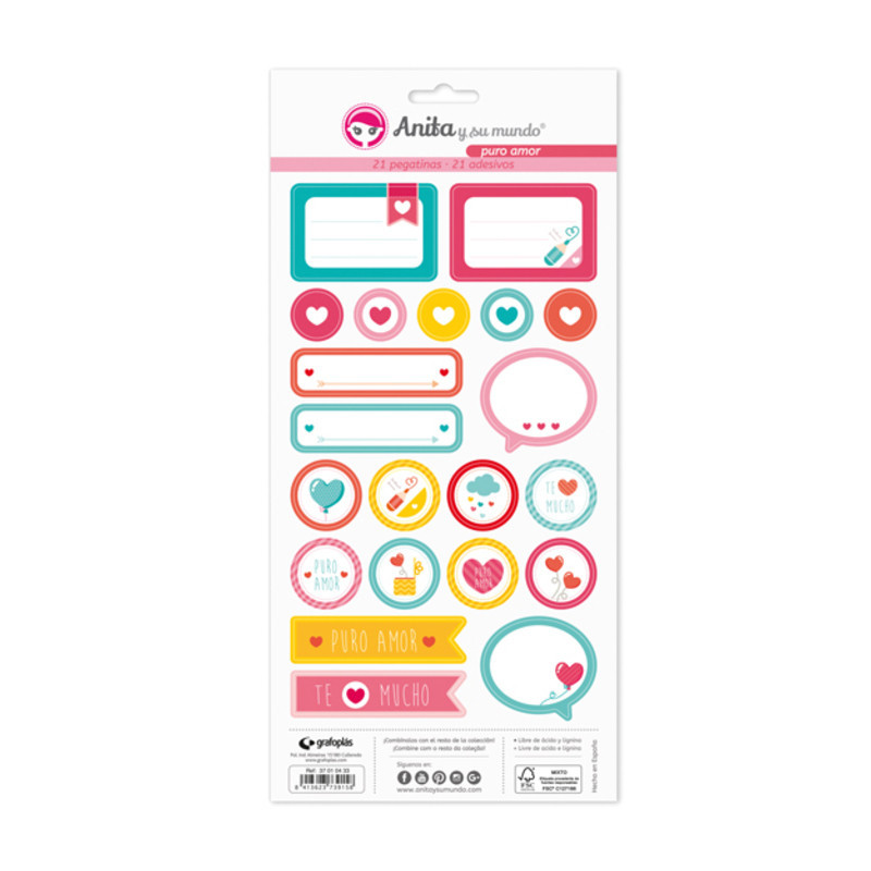 CARTULINA GRAFOPLAS ANITA PACK 5 LAMINAS PEGAT.COLECCIÓN PURO AMOR 37010533