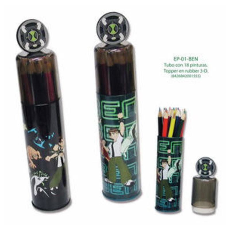 CAJA METAL CYP TUBO BEN 10 18 COLORES EP-02-BEN ^