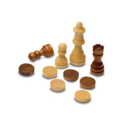 JUEGO 3 EN 1 CAYRO AJEDREZ DAMAS BACKGAMMON MADERA PLEGABLE REF 648