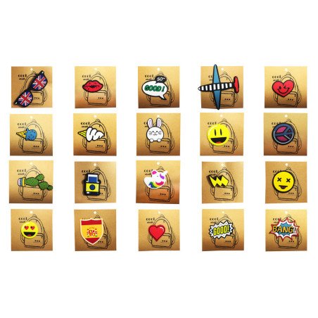 PARCHE PARA MOCHILAS Y PORTATODOS DE SILICONA CAJA 20U SURTIDAS DMM0030