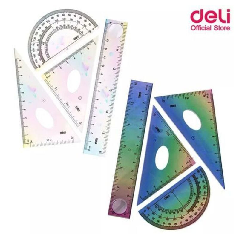 REGLA JUEGO DELI MINI 15CM 4 PZAS REGLA CON LUPA EH652 UNIDAD