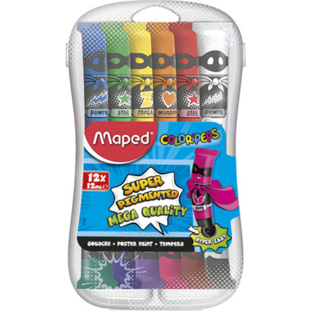 TEMPERA MAPED GOUACHE 12 COLORES 12ML SUPER PIGMENTED 810520