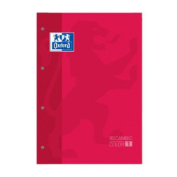RECAMBIO A4+ 80H 4 TALADROS 90G 5MM ROJO OXFORD