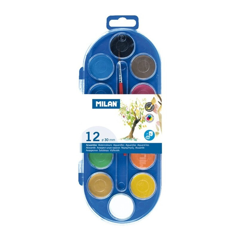 ACUARELA MILAN 12 COLORES 80011 PASTILLA 30MM REF 80011 FACTIS