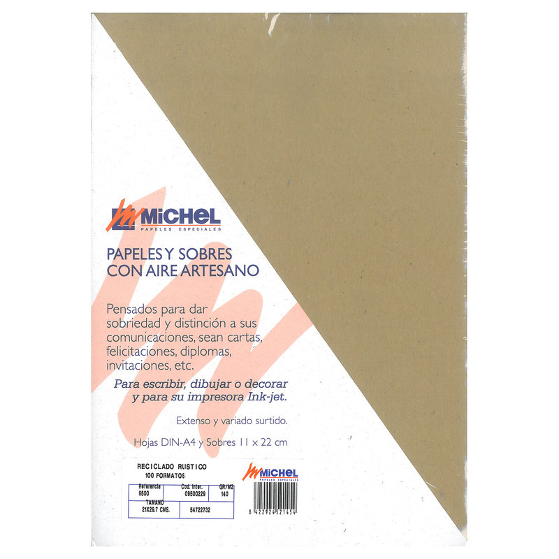 PAPEL MCH RECICLADO RUSTICO KRAFT A-4 140G PTE 100H 9500
