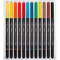 ROTULADOR DOBLE PUNTA LYRA AQUA BRUSH DUO PINCEL C/12U CARTON 6521120 FILA