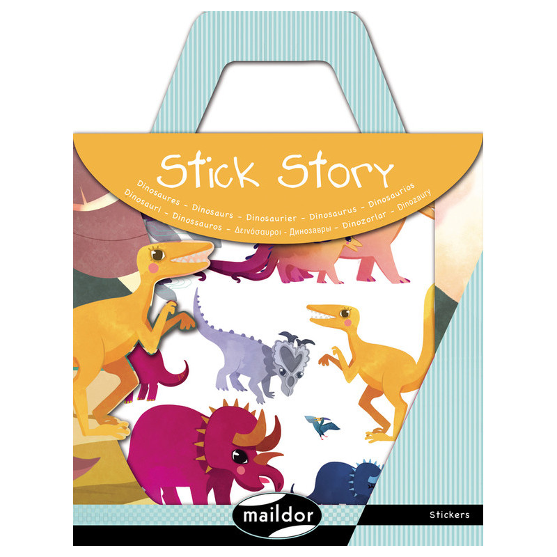 JUEGO MAILDOR STICK STORY DINOSAURIOS 4 HOJAS ADHESIVOS + FONDO PARA PEGAR AF007O ^