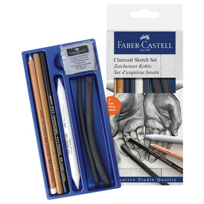 JUEGO FABER-CASTELL CREATIVE STUDIO CHARCOAL SKETCH SET 114002 7 PIEZAS