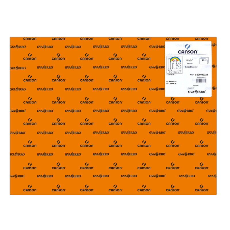 CARTULINA CANSON GUARRO IRIS 30KG 50*65 NARANJA 09 PTE/25U C200040224