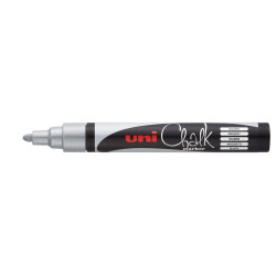 MARCADOR UNI-BALL CHALK TIZA LIQUIDA REDONDO PWE-5M PLATA