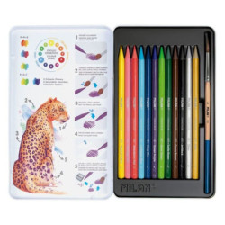 LAPIZ MILAN ACUARELABLE 12 COLORES C/PINCEL CAJA METAL 7468112C