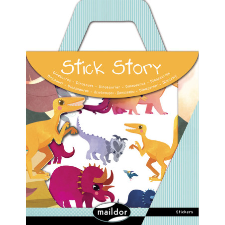 JUEGO MAILDOR STICK STORY DINOSAURIOS 4 HOJAS ADHESIVOS + FONDO PARA PEGAR AF007O ^