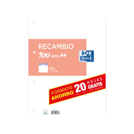 RECAMBIO A4 100H. LISO NRG NARANJA 4T OXFORD