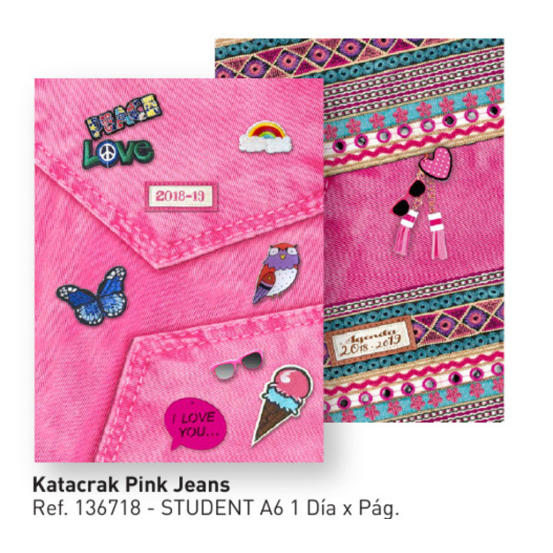 AGENDA ESCOLAR SENFOR18 8º 1DP KATACRACK PINK JEANS 136718