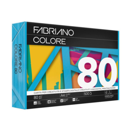 PAPEL REPRO FABRIANO COPY TINTA - 80 G  - A4 - PACK 500 H - AZZURRO  F60321297 -  AZUL MAR