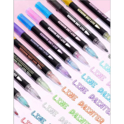 ROTULADOR BICOLOR BORDE PLATA CAJA 12U ALEX BOG OUTLINE PEN AB-0412