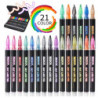 ROTULADOR BICOLOR BORDE PLATA CAJA REGALO 21U ALEX BOG OUTLINE PEN AB-0421