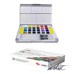 CAJA 24 ACUARELAS C/PINCELES AGUA ALEX BOG AB-0447