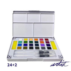 CAJA 24 ACUARELAS C/PINCELES AGUA ALEX BOG AB-0447