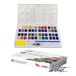 CAJA 48 ACUARELAS C/PINCELES AGUA ALEX BOG AB-0448