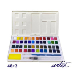 CAJA 48 ACUARELAS C/PINCELES AGUA ALEX BOG AB-0448