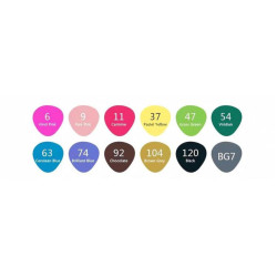 ROTULADOR DOBLE PUNTA PROFESIONAL MARKERS ESTUCHE 12 COLORES BASICOS AB-0712 ALEX BOG
