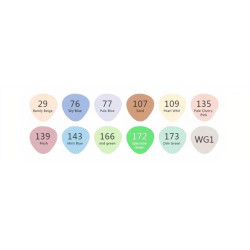 ROTULADOR DOBLE PUNTA PROFESIONAL MARKERS ESTUCHE 12 COLORES PASTEL AB-0713 ALEX BOG