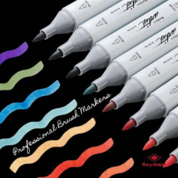 ROTULADOR DOBLE PUNTA PINCEL MARKERS CAJA REGALO 60 COLORES SURTIDOS AB-1260 ALEX BOG