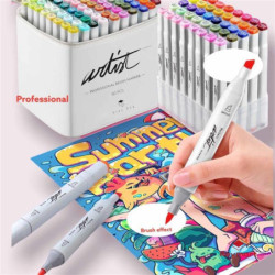 ROTULADOR DOBLE PUNTA PINCEL MARKERS CAJA REGALO 80 COLORES SURTIDOS AB-1280 ALEX BOG