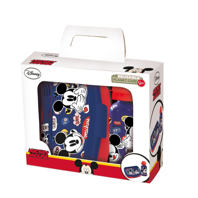 SET DE BOTELLA Y SANDWICHERA + CUBIERTOS MICKEY MOUSE "HAPPY SMILES" SAFTA25 ENERO 50163