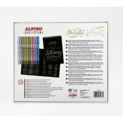 JUEGO 12 ROTULADORES COLOR EXPERIENCE +BLOC PAPEL NEGRO Y GUIA CON PATRONES AR010701 ALPINO