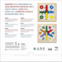 TABLERO PARCHIS 50CM  CRISTAL 4 Y 6 JUGADORES REVERSIBLE CAYRO 10150/T155
