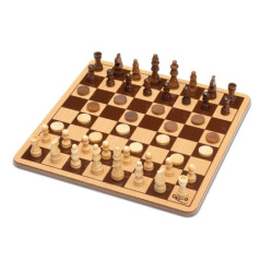 JUEGO CAYRO AJEDREZ DAMAS DE MADERA EN CAJA DE METAL REF 751