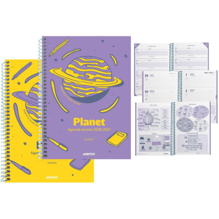 AGENDA ESCOLAR INFANTIL/PRIMARIA PLANET ESPIRAL S/V A5 128 PG CASTELLANO ADDITIO A122. Curso